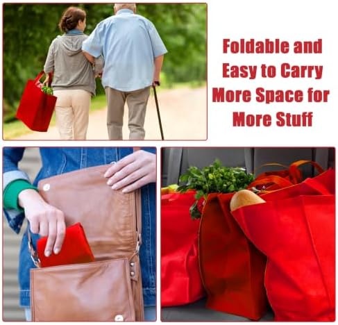 50pcs Reusable Grocery Bags with Handles Non Woven Shopping Tote Bags Bulk - Image 5