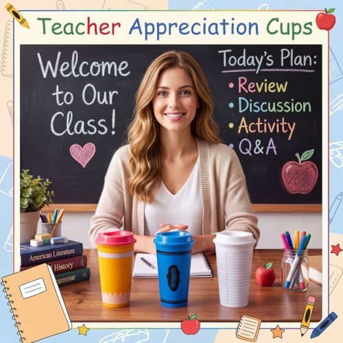 LemonRoad 12 Pack Back to School Teacher Gifts 16 oz Reusable Coffee Cups - Image 5