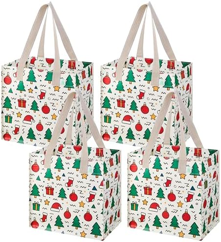 VENO 4 Pack Large Grocery Bag Reusable Shopping Bags with Hard Bottom by Veno