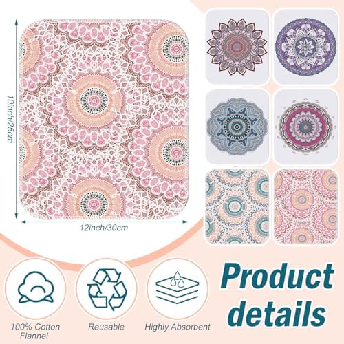 Redbaker 30 Pcs 18 Pcs Reusable Paper Towel for Kitchen,Mandala - Image 3