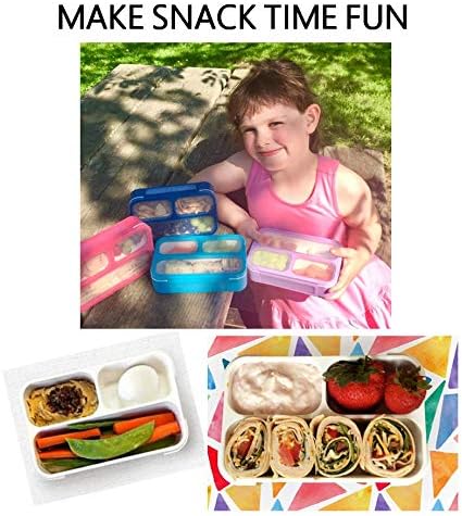 kinsho Snack Container - Small Bento Lunch Box for Kids Girls Boys Toddlers | MINI Leak-proof Boxes, Baby Bentobox for Daycare, Portion Containers, BPA-Free Pink and Blue Set of 2