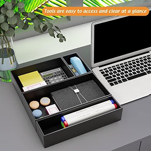 Black Bamboo Drawer Organizer - Silverware&Utensil Holder Organizer for Kitchen Drawers, Multi-Use Drawer Dividers Boxes for Bathroom Counter，Cabinet, Garage, Office Desk, Makeup, Jewelry (12*6*2.5) - Image 5