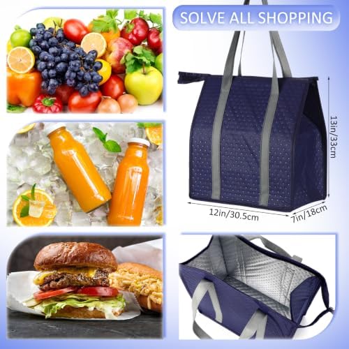 10 Pack 10 Pack Large Insulated Grocery Bag Zippered, Dark Blue - Image 2