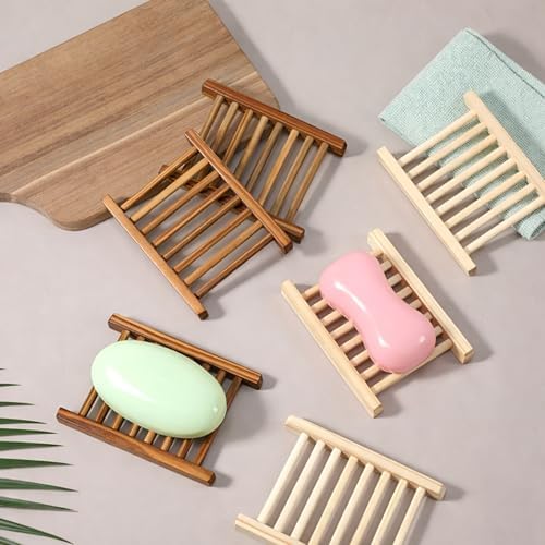 30 Pcs Bamboo Wood Soap Holder Savers Bulk, Wooden Shower Soap Dish Bulk, Wooden Soaps Dish Tray, Self Draining Dishes Handcraft Tray for Bathroom Kitchen Home(Natural Color & Charcoal) - Image 7