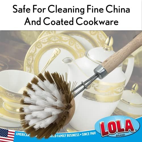 LOLA Replacement Head for The Original Dishwashing & Vegetable Brush, Birch Hardwood & Nylon Poly Bristles, Reusable & Washable - 1 Count - Image 5