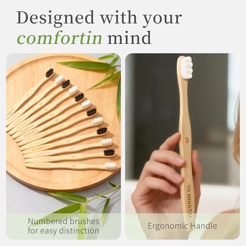 Bamboo Toothbrush 12 Pack Natural Wooden for Adults - Image 3