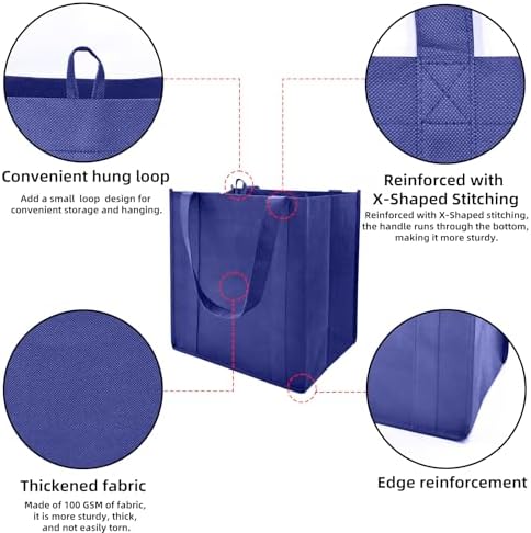 10 pack Reusable Grocery Bags,Thick Bottom-Shopping Bag for Groceries - Image 3