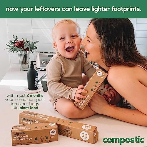 Compostic Compostable Snack Bags, Snack Size (60 Count) Starter Pack — Resealable Zip-Seal, Plant-Based, Home Compostable, Freezer Safe, BPA-Free, Non-Toxic, GMO-Free Food Storage Bags (Pack of 2) - Image 4