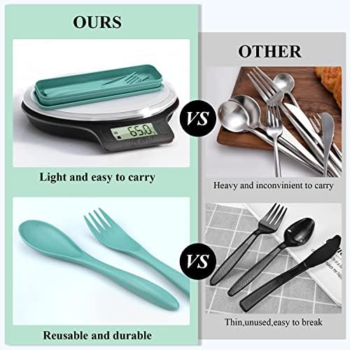 DISSKNIC 4 Sets Reusable Utensils Set with Case,Travel Utensils Cutlery Set Spoons and Forks Set, Reusable Plastic Utensils for Lunch Box Accessories for Adults, Portable Lunch Utensils Set for Daily - Image 7