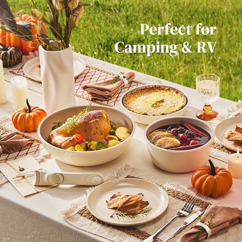 Redchef Ceramic Pots and Pans Set, Nonstick Kitchen Cookware Set with Detachable Handle, Non Toxic Cookware Set 16pcs, PFAS PFOA & PTFE Free, RV Ceramic Cookware for Camping, Dishwasher/Oven Safe - Image 6