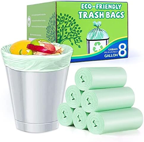 8 Gallon Medium Trash Bags - Strong Leak-Resistant - 120 Count Unscented by YHEEL