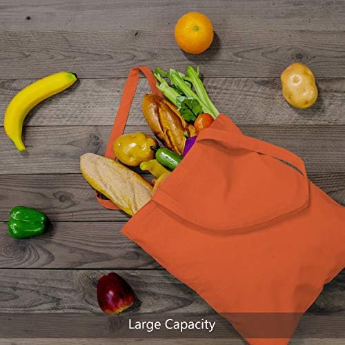 TOPDesign 24-Pack Economical 16"x15" Orange Cotton Tote Bag, Lightweight Medium Reusable Grocery Shopping Cloth Bags, Suitable for DIY, Advertising, Promotion, Gift, Activity - Image 4