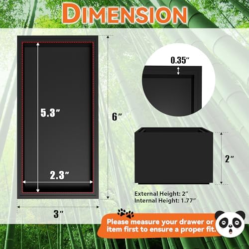 Lixple Bamboo Kitchen Drawer Organizer, 2 Pack, 6" x 3" x 2", Black - Image 2