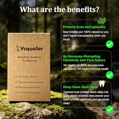 Bamboo Toothbrushes,Travel Toothbrush&Horse Bristle(4-Pack),Natural Soft Bristles for Adults,100% Biodegradable,Plastic & Nylon Free - Image 6