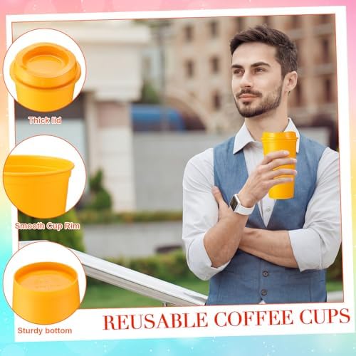Honeydak 45 Pack 16 oz Reusable Coffee Cups with Lids Water Bottle Iced Coffee Travel Mug Reusable Portable Plastic Tea Tumblers Bulk for Hot and Cold Drinks Birthdays Party (Classic,Rich Colors) - Image 2