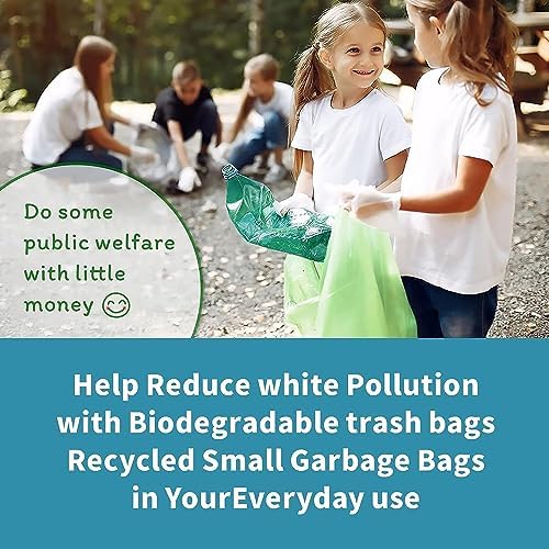 Biodegradable Trash Bags 8 Gallon, 100 Count Small Compost Bags, Compostable Strong Bathroom Garbage Bags with Tear & Leak Resistant, Recycling Eco-Friendly Trash Can Plastic Liner - Image 3