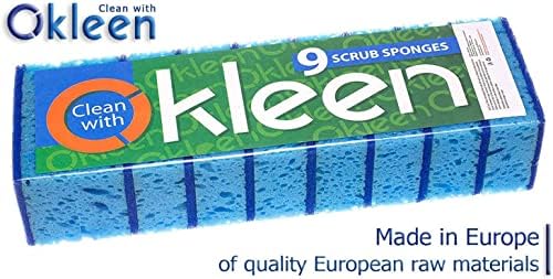 Blue Multi Use Scrub Sponge. Made in Europe. 18 Pack, 4.3x2.8x1.4 inches. Heavy Duty and Non Scratch Fiber. Odorless, Durable. Delicate Scouring Surface - Image 3