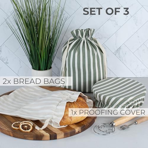 Beautiful Linen Bread Bag Set & Proofing Cover for Homemade Sourdough - Image 3
