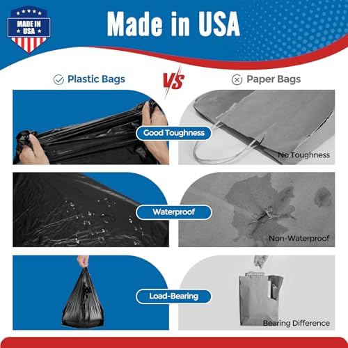 Fuxury 96000 (96K) Count Plain Black Plastic Grocery Shopping T-shirt Bags - Image 6