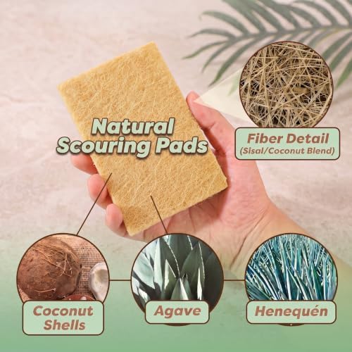 32 Pack Natural Scouring Pads, Coconut Husk Non Scratch Dish Scrubbing Pads - Image 3
