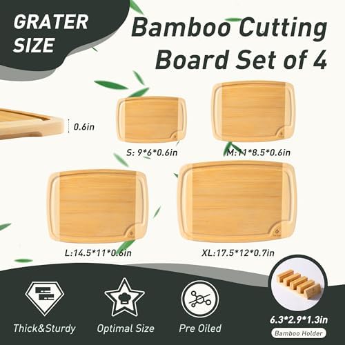 Bamboo Cutting Board Set Non Slip Feet with Holder Over Sink Men Birthday Christmas Valentines Father Day Gifts Ideal from Wife Romantic Anniversary Best Cool Gadget Awesome Who Have Everything - Image 2