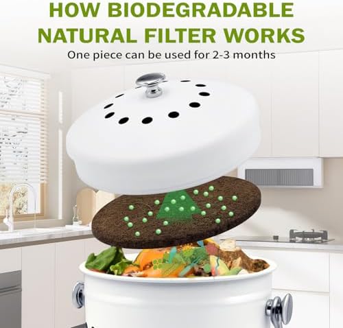 ENLOY 7.25Inch Biodegradable Natural Filter for Kitchen Compost Bin 12 Pack - Image 4