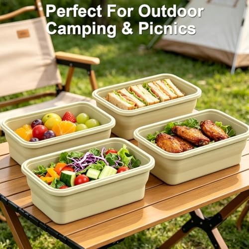 Collapsible Food Storage Containers with Airtight Lid & Vent Valve, 40.5oz - Image 2