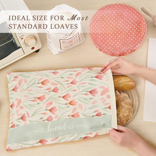 Beeswax Bread Bag and Bowl Cover Set, Reusable Beeswax Bread Bag for Sourdough and Homemade Bread, Natural Lined Cotton Bowl Cover for Dough Proofing, Perfect for Baking and Storage - Image 3