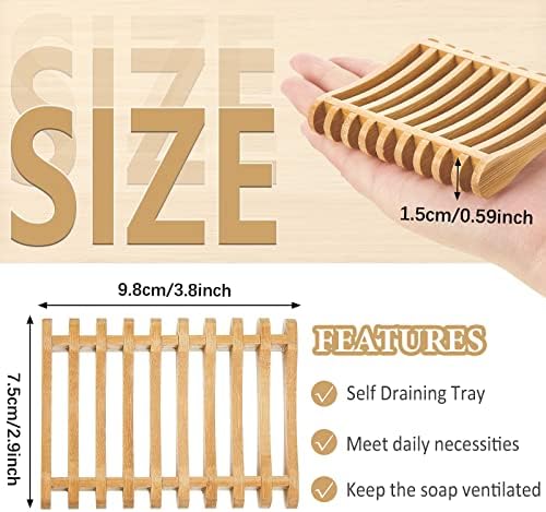 Suclain 3 Pcs Bamboo Soap Dish for Shower Self Draining Slotted Bar Soap Holder Wooden Tray for Shower, Sink, Bathroom, Bath Tub, Restaurant Counter, Kitchen Sponges, Easy Dry - Image 2