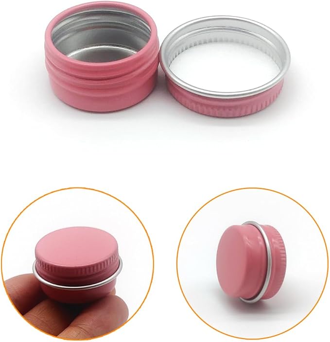 30 pack 5ml Round Lip Balm Tin Cans, 5g Aluminum Makeup Sample Containers with Screw Lid, Empty Pink Metal Tins Pot Storage Travel Tin Jars for Cosmetic, Cream, Candle, Tea, 5 Gram Tins