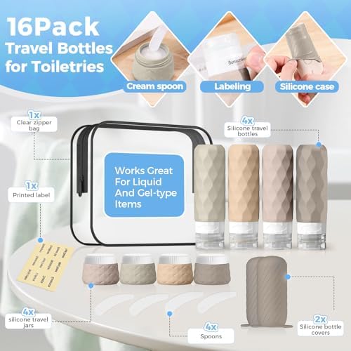 Silevoler 16Pack Travel Bottles for Toiletries, Bottles, Jars, and Covers - Image 3