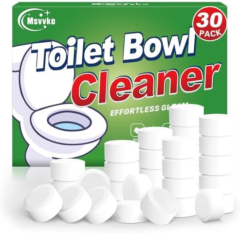 Msvvko Toilet Bowl Cleaner Tablets - 30 Pack Automatic Cleaners with Bleach, Slow-Releasing Toilet Tank Cleaners for Deodorizing & Descaling, Household Toilet Cleaners against Tough Stains by msvvko