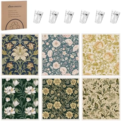 Needbrock 6 Pack Vintage Floral Swedish Dishcloths for Kitchen by Needbrock