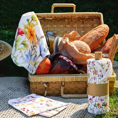 18 Pack Reusable Kitchen Cloths Cotton Towels, Wildflowers - Image 6