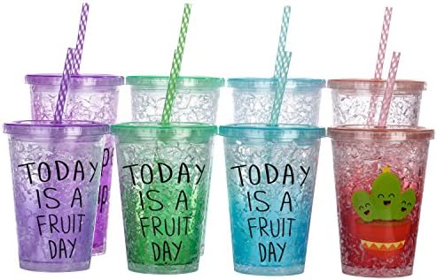 Dakoufish 12 Piece 7 Inch Reusable Plastic Thick Drinking Straws BPA Free Mason Jar Straws Transparent Small Stripe (7inch, Mix 12color) - Image 5