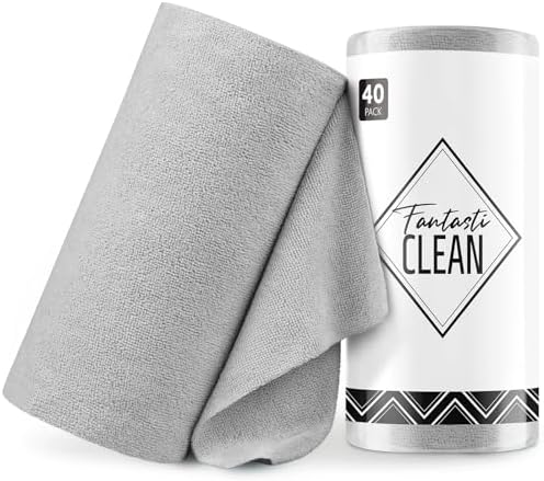 Fantasticlean Microfiber Cleaning Cloth Roll- 40 Sheets, 12" x 12" (Grey) by Fantasticlean