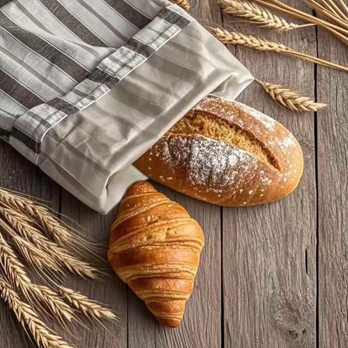 [2 PACK] Bread bags for Homemade Loaves, Large Reusable Linen with TPU Lining, BPA-Free, Food-Grade Cloth Storage Bags with Freezer - Image 5