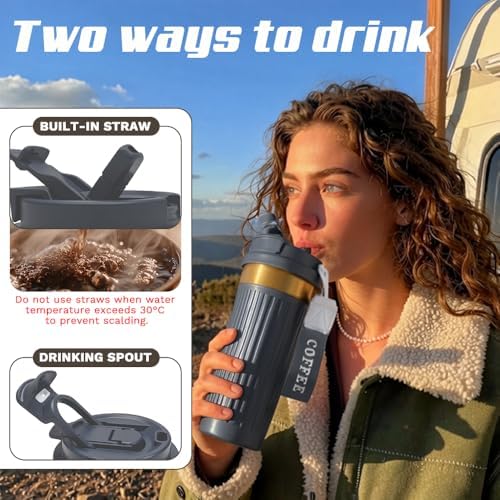 Vacuum Insulated Stainless Steel Travel Coffee Mug,Leak Proof Cup with Lid - Image 4