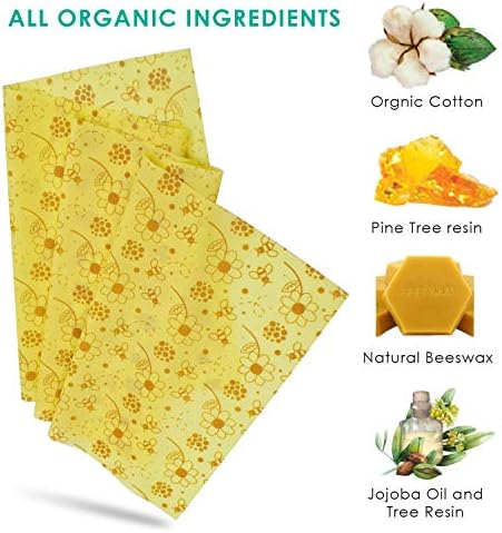 Reusable Beeswax Food Wraps, 13x39 Inch Eco-Friendly Beeswax Wraps for Bread Sustainable Food Storage Wraps Beeswax Paper Roll for Sandwich, Cheese - Image 3