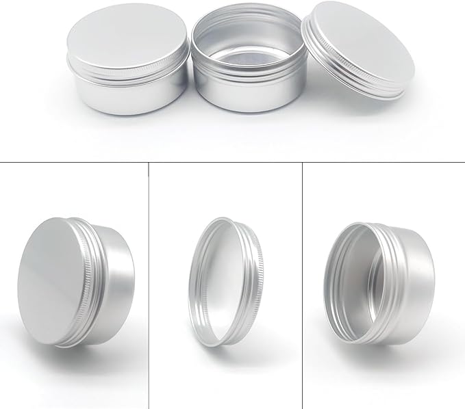 10pcs 80ml Round Lip Balm Tin Cans, 80 Gram Aluminum Cosmetic Sample Container with Screw Lid, 80g Silver Metal Empty Storage Travel Jars for Salves, Lip Balms, Face Cream, Candle, Tea, Paint