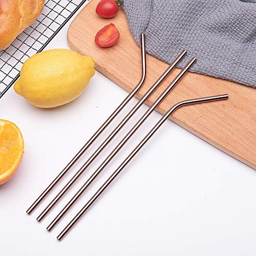 VEHHE Rose Gold Metal Straws, Stainless Reusable Straws Set with Brush - Image 6
