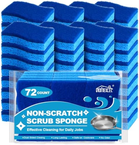HOMEXCEL Sponges Kitchen 72 Pack, Non Scratch Scrub Dish Sponge for Dishes by HOMEXCEL