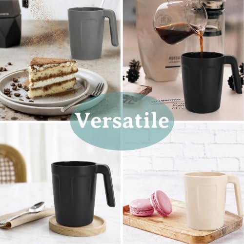 Wrova 16 OZ Coffee Mugs Set of 6, Wheat Straw Cups Alternative to Plastic Cups Reusable, Unbreakable Drink Cups for Kitchen,Party,Camping- Black & Gray - Image 4