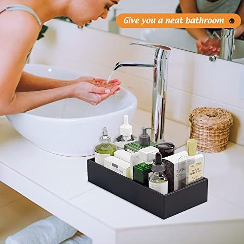 Black Bamboo Drawer Organizer - Silverware&Utensil Holder Organizer for Kitchen Drawers, Multi-Use Drawer Dividers Boxes for Bathroom Counter，Cabinet, Garage, Office Desk, Makeup, Jewelry (12*6*2.5) - Image 3