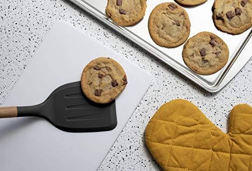 Country Kitchen Non Stick Silicone Utensil Set with Rounded Wood Handles for Cooking and Baking, 6 Piece Set, Black - Image 4