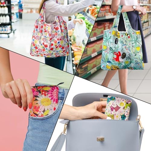Aesthetic Printed Tote Bags, Lightweight Foldable Reusable Carry Bags, Stylish Personalized Storage Handbags for Travel, Camping, Supermarket & Daily Outdoor Use - Image 2