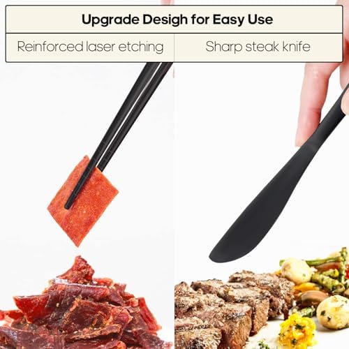 Quatish 5 Piece Travel Utensils with Case, Portable Cutlery Set, Black - Image 3