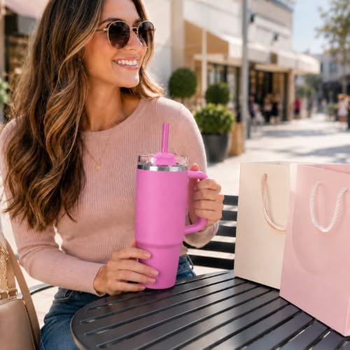 Replacement Straws Compatible with 30 oz Stanley Quencher Tumbler, 10.5 Inch Clear Reusable Straws, Drinking Cup Accessories, Dark Pink-6 Pack - Image 7