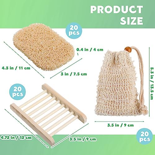 Irenare 90 Pcs Soap Saver Set, Wooden Dish Bar Soap Mesh Bag Pads Bulk - Image 2