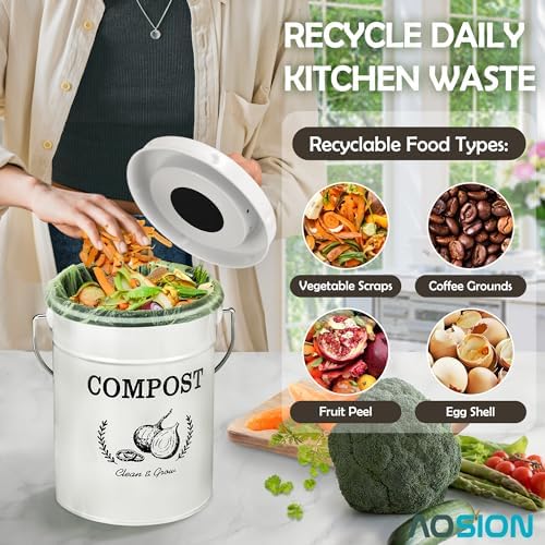 AOSION 1 Gallon Countertop Compost Bin for Kitchen with Lid,Odor Resistant - Image 5